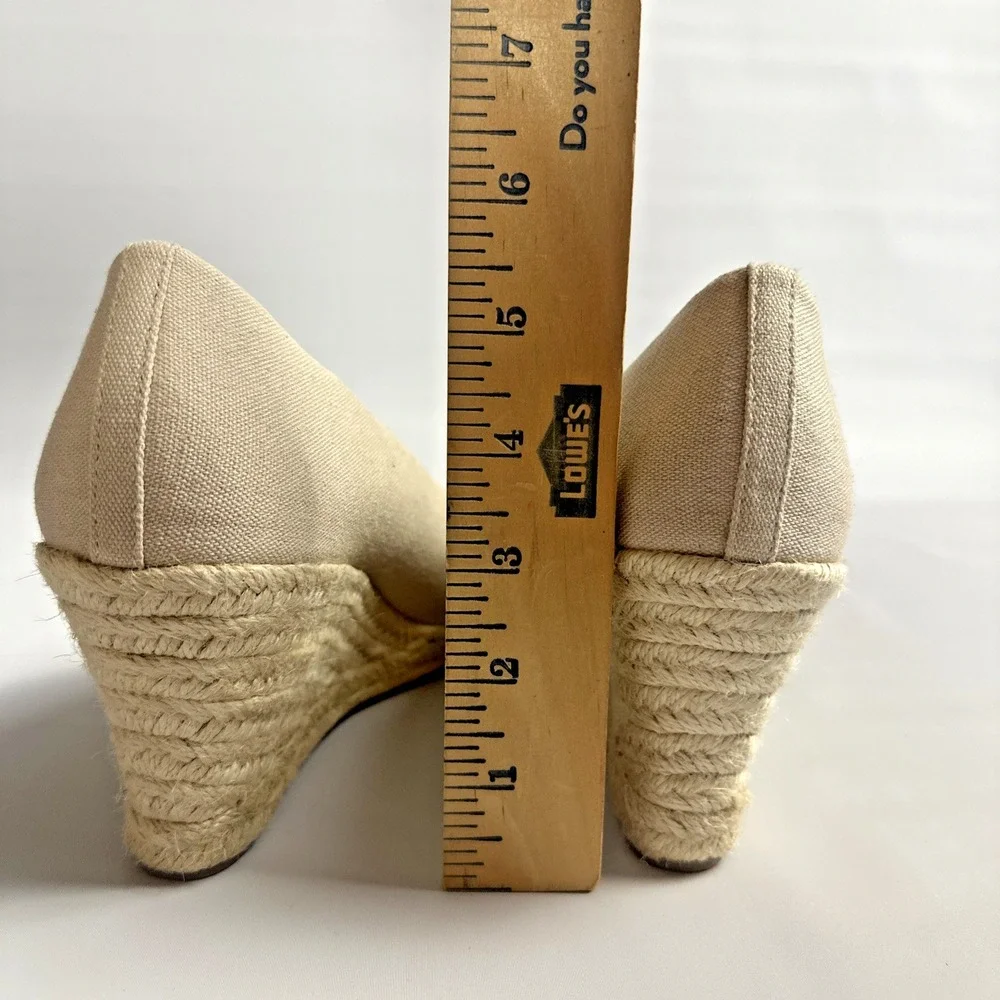 Coastal Grandma Espadrille Wedge Canvas Pumps Neutral J.Crew Size 8 Boho Resort